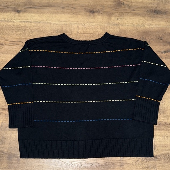 PEACE LOVE WORLD Black Sweater with Multicolor Stripes - Picture 5 of 9